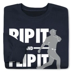 Baseball Crewneck Sweatshirt - Rip It Flip It -Sport Play Mode bs 02286 NAVY FOLD