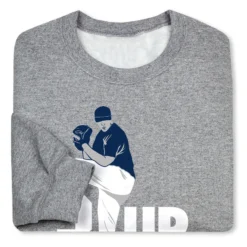 Baseball Crewneck Sweatshirt - 3 Up 3 Down 7 Baseball Crewneck Sweatshirt - 3 Up 3 Down -Sport Play Mode bs 02293 GRAY FOLD