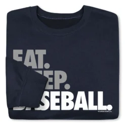 Baseball Crewneck Sweatshirt - Eat Sleep Baseball Bold Text -Sport Play Mode bs 02294 NAVY FOLD