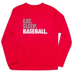 Baseball Long Sleeve Performance Tee - Eat Sleep Baseball Bold Text
