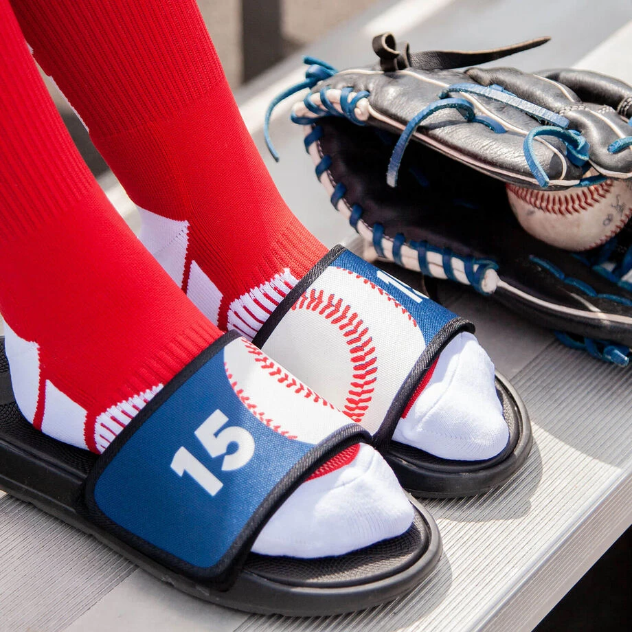 Baseball Repwell® Slide Sandals - Ball And Number Reflected 2 Baseball Repwell® Slide Sandals - Ball And Number Reflected - Image 2