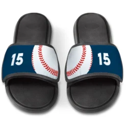Baseball Repwell® Slide Sandals - Ball And Number Reflected 9 Baseball Repwell® Slide Sandals - Ball And Number Reflected -Sport Play Mode bs 02671 NAVY FRONT