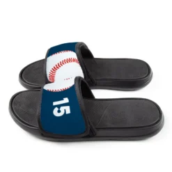 Baseball Repwell® Slide Sandals - Ball And Number Reflected 10 Baseball Repwell® Slide Sandals - Ball And Number Reflected -Sport Play Mode bs 02671 NAVY SIDE