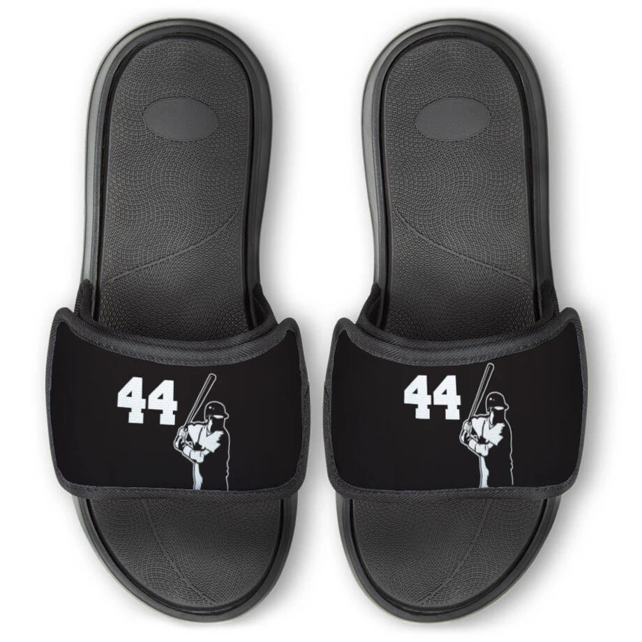 Baseball Repwell® Slide Sandals - Batter With Number 1 Baseball Repwell® Slide Sandals - Batter With Number