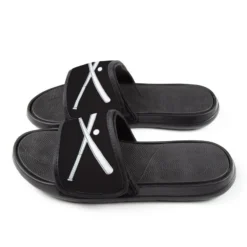 Baseball Repwell® Slide Sandals - Crossed Bats With Ball -Sport Play Mode bs 02674 BLACKWHITE SIDE