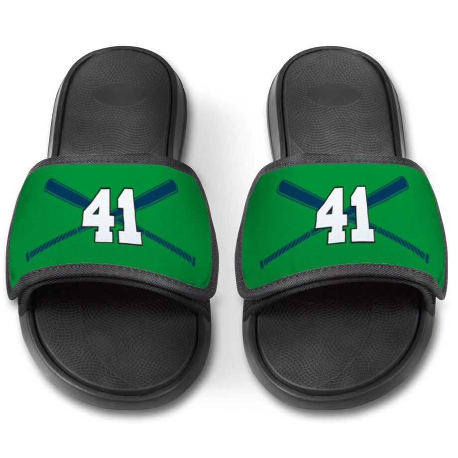Baseball Repwell® Slide Sandals - Crossed Bats With Numbers 3 Baseball Repwell® Slide Sandals - Crossed Bats With Numbers - Image 3