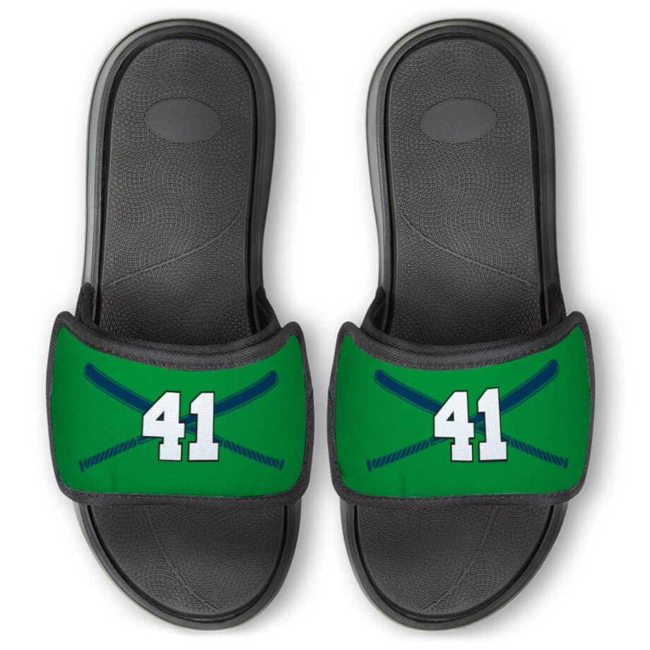 Baseball Repwell® Slide Sandals - Crossed Bats With Numbers 1 Baseball Repwell® Slide Sandals - Crossed Bats With Numbers