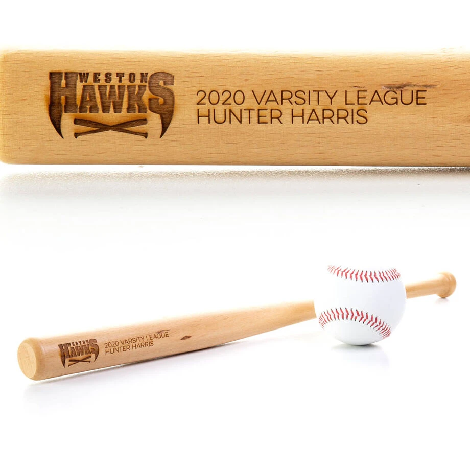 Engraved Mini Baseball Bat - Logo With Text 2 Engraved Mini Baseball Bat - Logo With Text - Image 2
