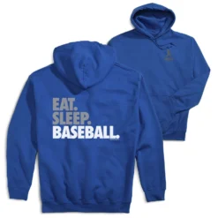 Baseball Hooded Sweatshirt - Eat. Sleep. Baseball Bold Text (Back Design)