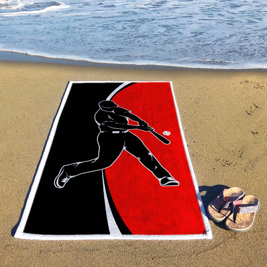 Baseball Premium Beach Towel - Batter Up Red 3 Baseball Premium Beach Towel - Batter Up Red - Image 3