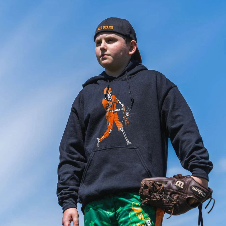 Baseball Hooded Sweatshirt - Home Run Zombie 2 Baseball Hooded Sweatshirt - Home Run Zombie - Image 2
