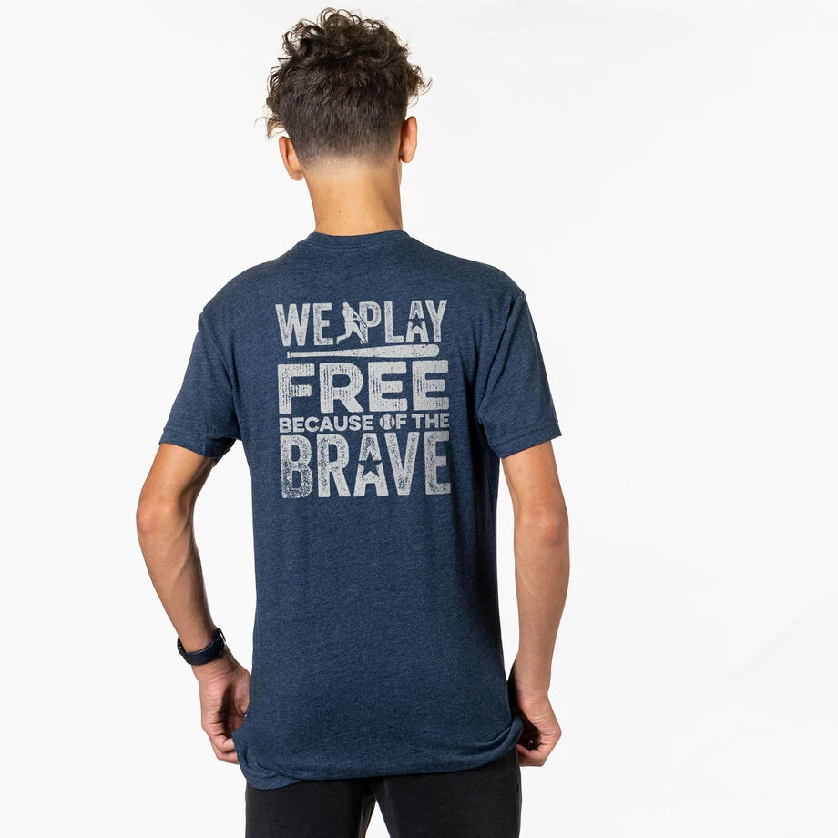 Baseball Short Sleeve T-Shirt - Because Of The Brave Baseball (Back Design) 2 Baseball Short Sleeve T-Shirt - Because Of The Brave Baseball (Back Design) - Image 2