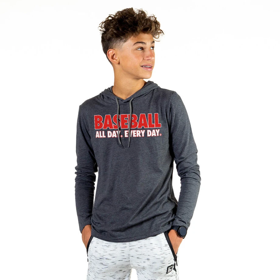 Men's Baseball Lightweight Hoodie - Baseball All Day Everyday 2 Men's Baseball Lightweight Hoodie - Baseball All Day Everyday - Image 2