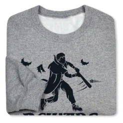 Baseball Crewneck Sweatshirt - Beware The Bat 7 Baseball Crewneck Sweatshirt - Beware The Bat -Sport Play Mode bs 03259 GRAY FOLD
