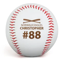 Engraved Baseball - Player Name, Number And Team