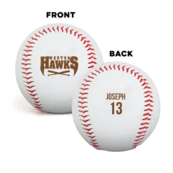 Engraved Baseball Front/Back - Player Information With Team Logo