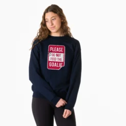 Crewneck Sweatshirt - Don’t Feed The Goalie -Sport Play Mode gs 12358 NAVY MODEL FEMALE