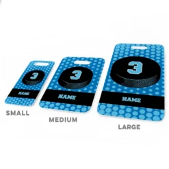 Hockey Bag/Luggage Tag - Personalized Hockey Puck With Dots Background -Sport Play Mode hk 03603 BLUE ALLSIZES