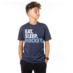 Hockey Short Sleeve T-Shirt - Eat. Sleep. Hockey. -Sport Play Mode hk 04541 NAVY BOYS