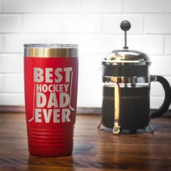 Hockey 20 Oz. Double Insulated Tumbler - Best Dad Ever -Sport Play Mode hk 04703 RED COFFEE
