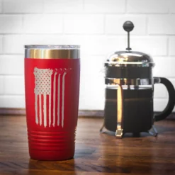 Hockey 20 Oz. Double Insulated Tumbler - Flag -Sport Play Mode hk 04708 RED COFFEE