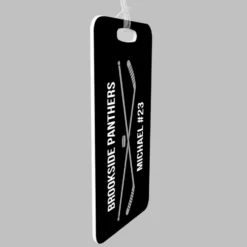 Hockey Bag/Luggage Tag - Personalized Text With Crossed Sticks -Sport Play Mode hk 04926 BLACKGRAY ALLPROFILE