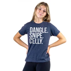Hockey Short Sleeve T-Shirt - Dangle Snipe Celly Words -Sport Play Mode hk 04987 NAVY GIRLS