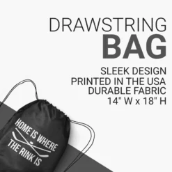 Hockey Drawstring Backpack - Home Is Where The Rink Is -Sport Play Mode hk 05014 BLACK DETAILS