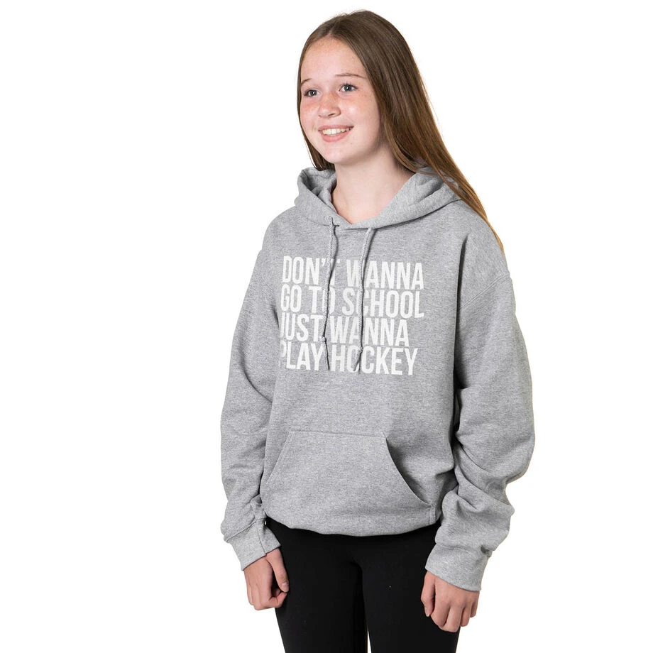 Hockey Hooded Sweatshirt - Don't Wanna Go To School 3 Hockey Hooded Sweatshirt - Don't Wanna Go To School - Image 3