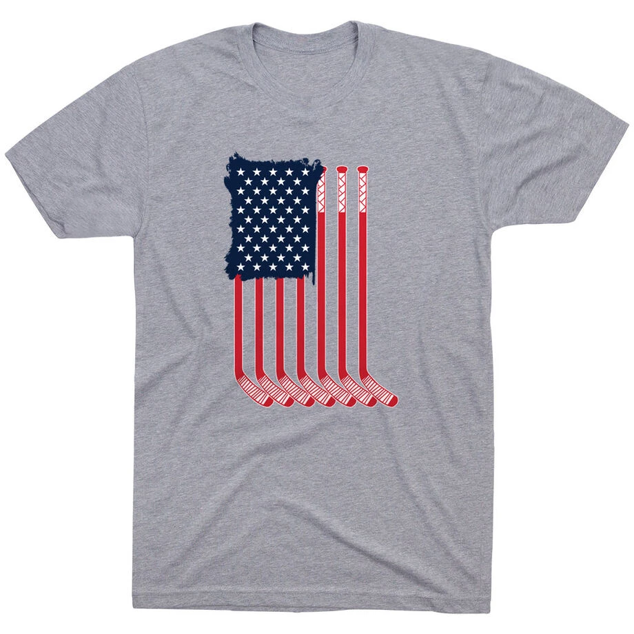 Hockey Short Sleeve T-Shirt - American Flag 1 Hockey Short Sleeve T-Shirt - American Flag