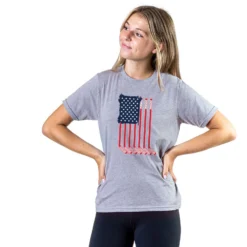Hockey Short Sleeve T-Shirt - American Flag 6 Hockey Short Sleeve T-Shirt - American Flag -Sport Play Mode hk 05297 GRAY GIRLS