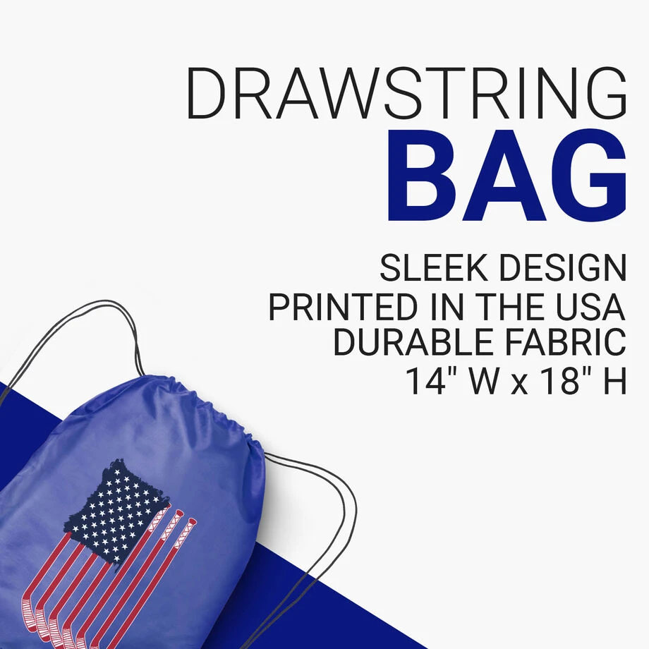 Hockey Drawstring Backpack - American Flag 3 Hockey Drawstring Backpack - American Flag - Image 3