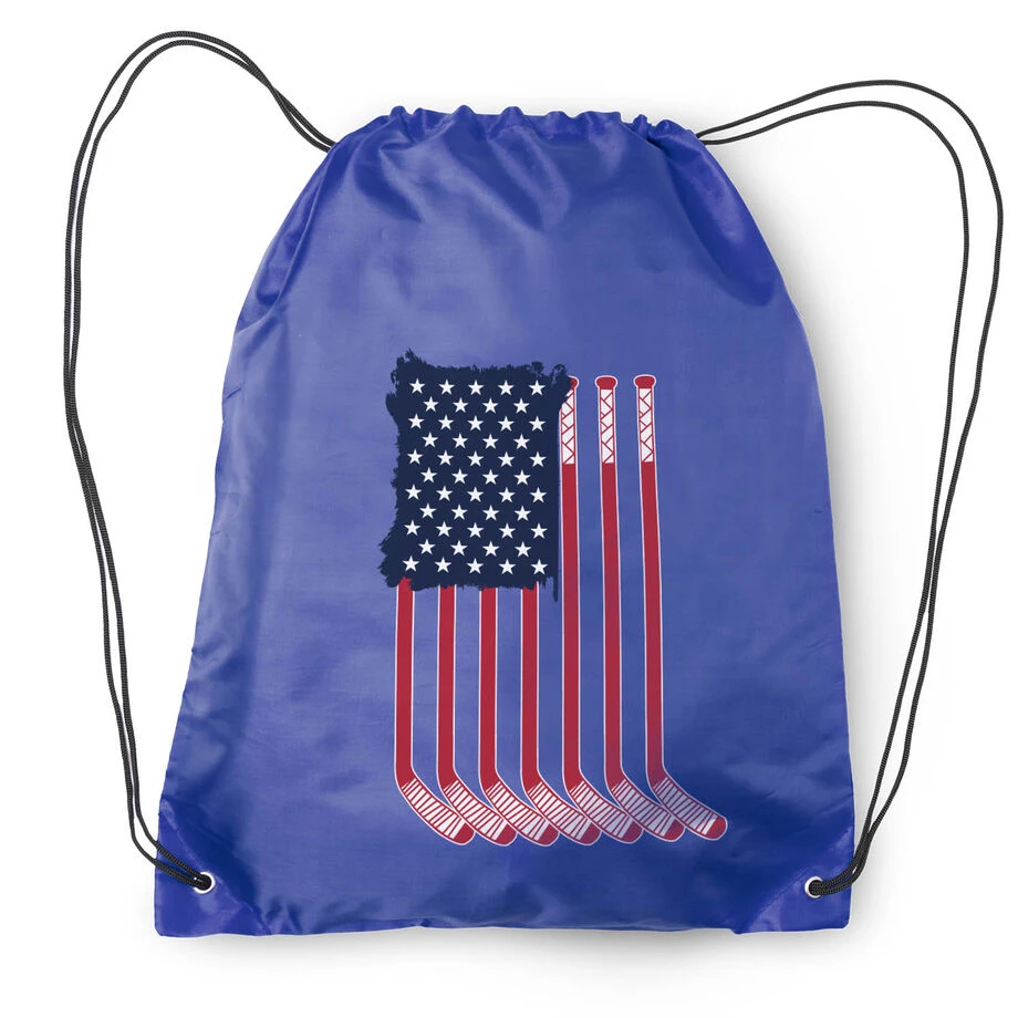 Hockey Drawstring Backpack - American Flag 2 Hockey Drawstring Backpack - American Flag - Image 2