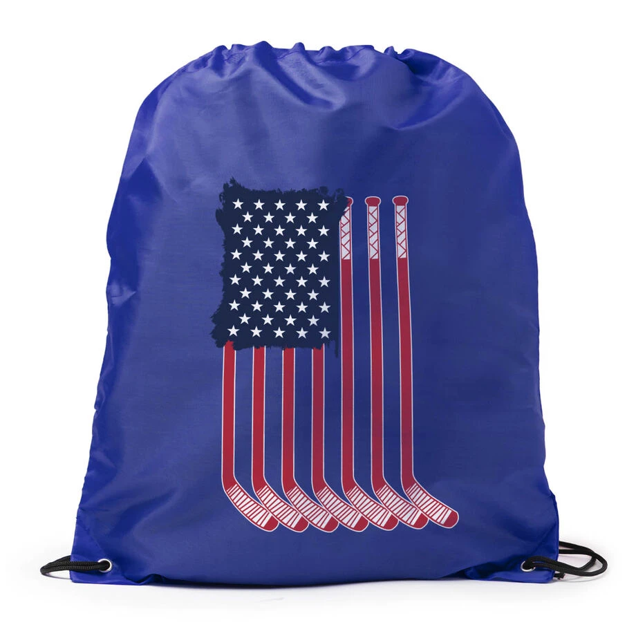 Hockey Drawstring Backpack - American Flag 1 Hockey Drawstring Backpack - American Flag