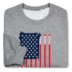 Hockey Crewneck Sweatshirt - American Flag -Sport Play Mode hk 05300 GRAY FOLD