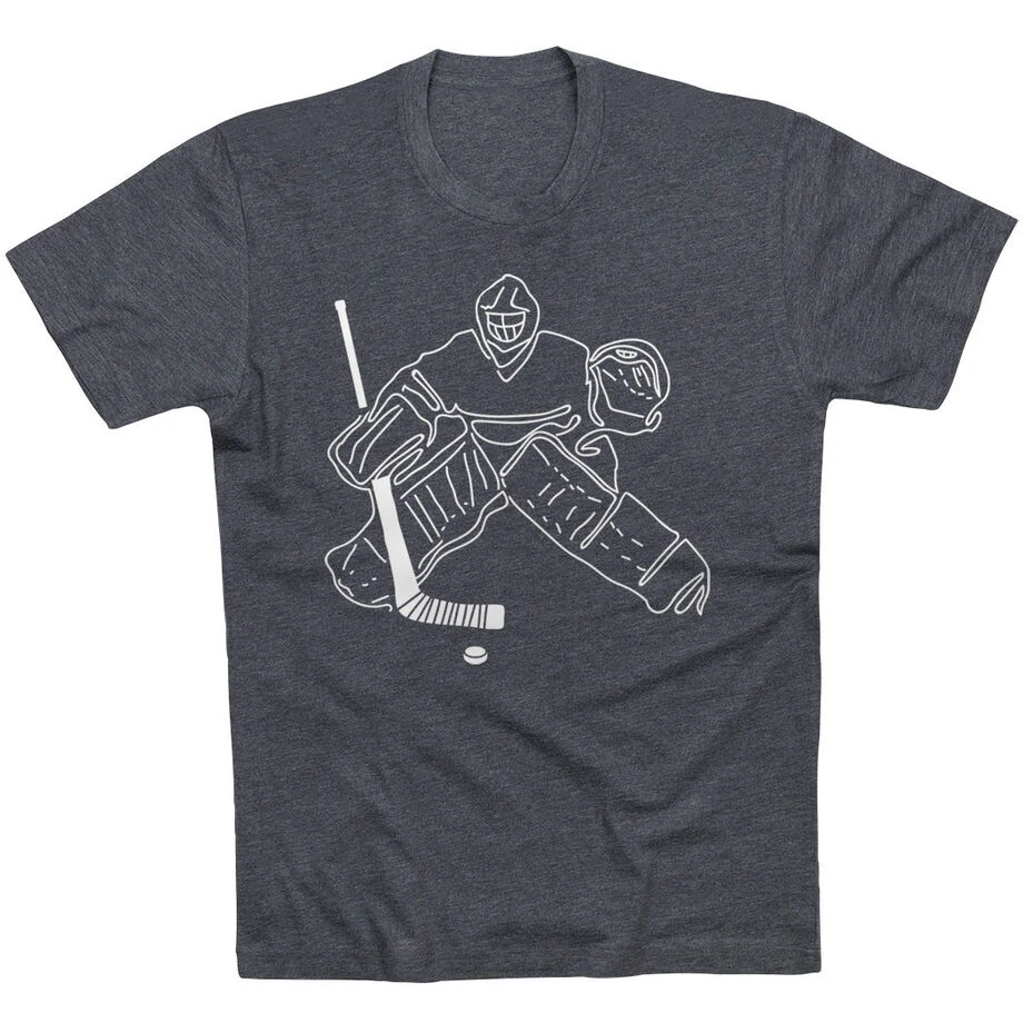 Hockey Short Sleeve T-Shirt - Hockey Goalie Sketch 1 Hockey Short Sleeve T-Shirt - Hockey Goalie Sketch