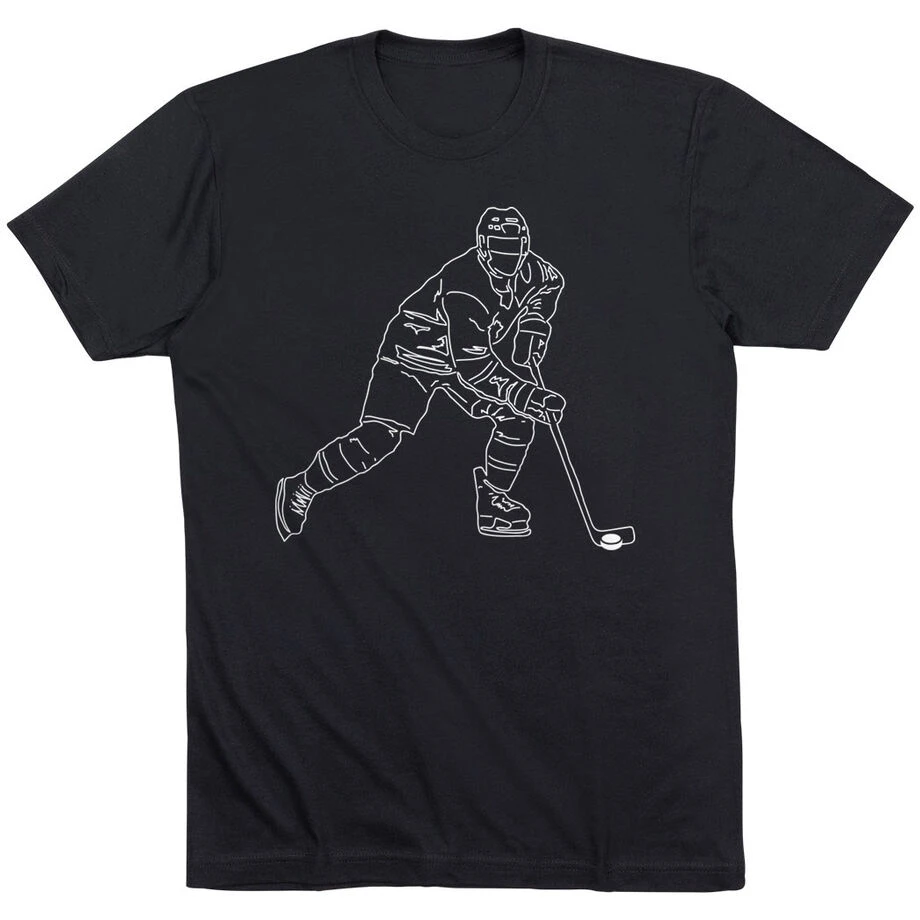 Hockey Short Sleeve T-Shirt - Hockey Player Sketch 1 Hockey Short Sleeve T-Shirt - Hockey Player Sketch