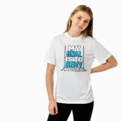 Hockey Short Sleeve Performance Tee - My Goal Is To Deny Yours Hockey (Blue/Black) -Sport Play Mode hk 05610 WHITE MODEL F