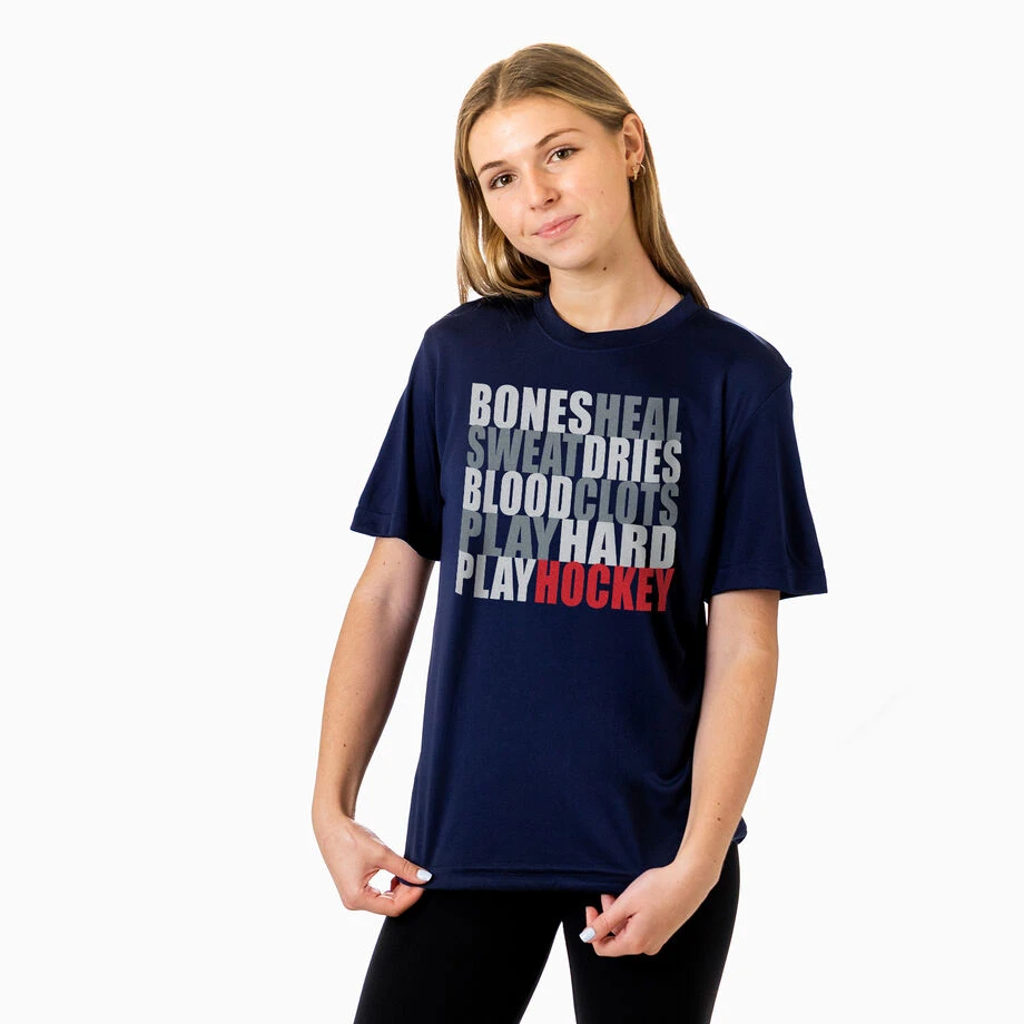 Hockey Short Sleeve Performance Tee - Bones Saying 3 Hockey Short Sleeve Performance Tee - Bones Saying - Image 3