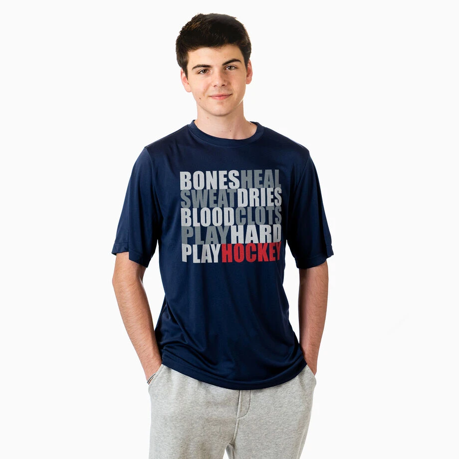 Hockey Short Sleeve Performance Tee - Bones Saying 2 Hockey Short Sleeve Performance Tee - Bones Saying - Image 2
