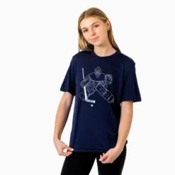 Hockey Short Sleeve Performance Tee - Hockey Goalie Sketch -Sport Play Mode hk 05653 NAVY MODEL F