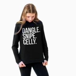 Hockey Long Sleeve Performance Tee - Dangle Snipe Celly Words 7 Hockey Long Sleeve Performance Tee - Dangle Snipe Celly Words -Sport Play Mode hk 05693 BLACK MODEL F
