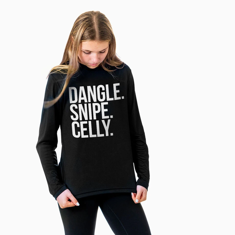 Hockey Long Sleeve Performance Tee - Dangle Snipe Celly Words 3 Hockey Long Sleeve Performance Tee - Dangle Snipe Celly Words - Image 3