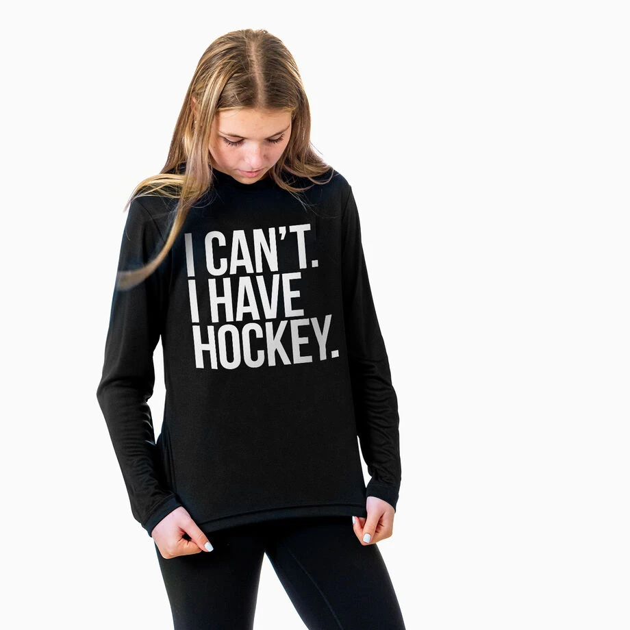 Hockey Long Sleeve Performance Tee - I Can't. I Have Hockey 3 Hockey Long Sleeve Performance Tee - I Can't. I Have Hockey - Image 3