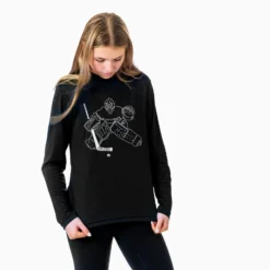 Hockey Long Sleeve Performance Tee - Hockey Goalie Sketch 7 Hockey Long Sleeve Performance Tee - Hockey Goalie Sketch -Sport Play Mode hk 05707 BLACK MODEL F