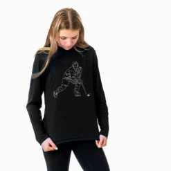 Hockey Long Sleeve Performance Tee - Hockey Player Sketch 7 Hockey Long Sleeve Performance Tee - Hockey Player Sketch -Sport Play Mode hk 05708 BLACK MODEL F