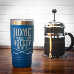 Hockey 20oz. Double Insulated Tumbler - Home Is Where Your Hockey Mom Is -Sport Play Mode hk 05757 ROYAL COFFEE