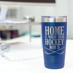 Hockey 20oz. Double Insulated Tumbler - Home Is Where Your Hockey Mom Is -Sport Play Mode hk 05757 ROYAL DESK