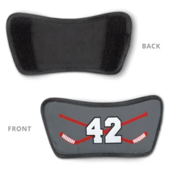 Hockey Repwell® Slide Sandals - Hockey Crossed Sticks With Number -Sport Play Mode hk 05777 GRAYRED DETAIL