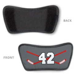 Hockey Repwell® Sandal Straps - Hockey Crossed Sticks With Number -Sport Play Mode hk 05777 STRAPS GRAYRED DETAIL